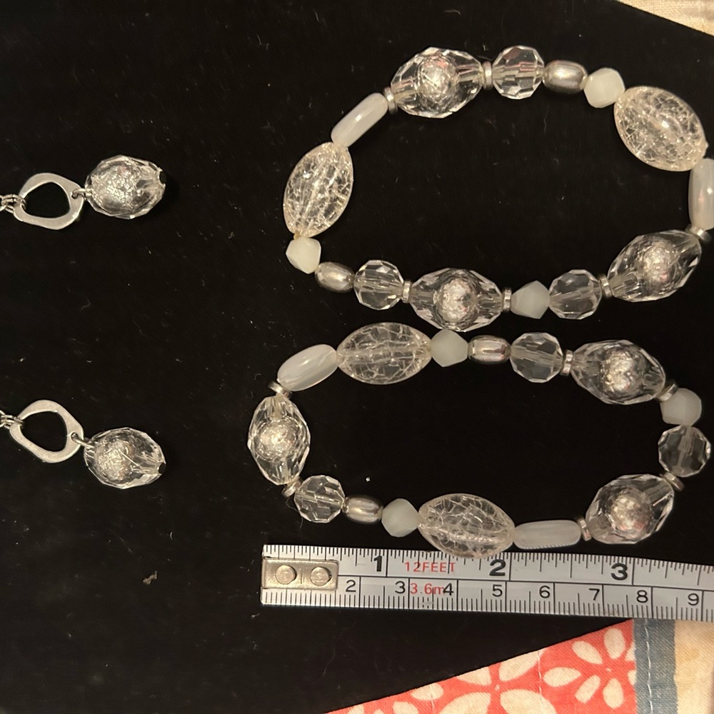 Elegant Silver and Clear Beaded Jewelry Set